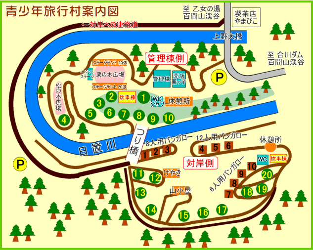 各バンガロー名と定員・所在地